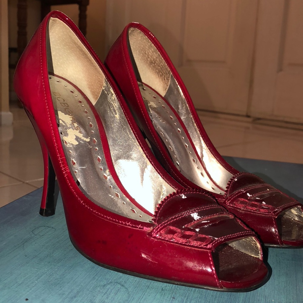 BCBGirls red peep toe heels